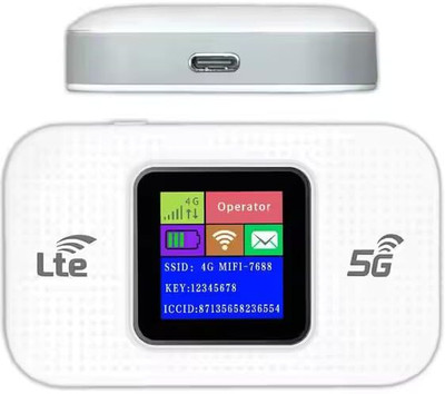 MARS 5G LTE Wireless Dongle All SIM Support 150Mbps WiFi 2100mAh Battery Plug&Play Data Card(White)