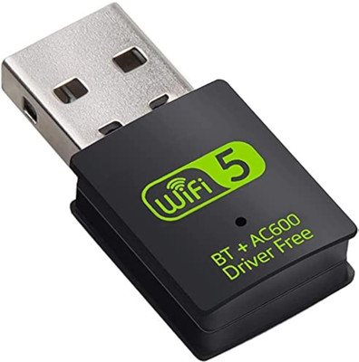 ROCKTECH USB Bluetooth WiFi Adapter 600mbps 2.4/5Ghz 2 in 1 300 Mbps Data Card ,Calls not Supported(Black)
