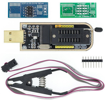 keertan kalp CH341A 24 25 Series EEPROM Flash BIOS USB Programmer + SOIC8 SOP8 Flash Chip Data Card(Black)