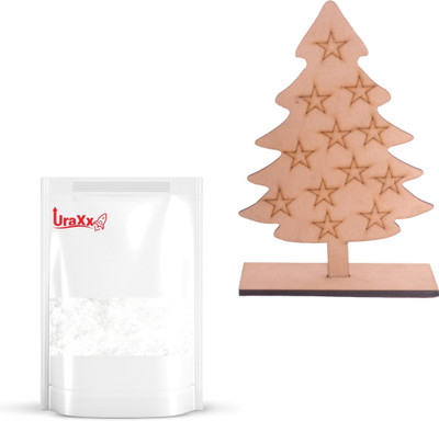 UraXx White Artificial Snow 250 gram With Laser Cut MDF Christmas Tree For Decoration