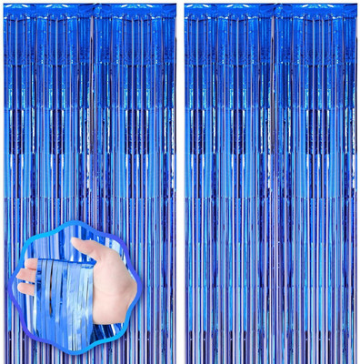 Rimis Blue 2 Pcs Blue Foil Curtain for Party Decoration & Backdrop