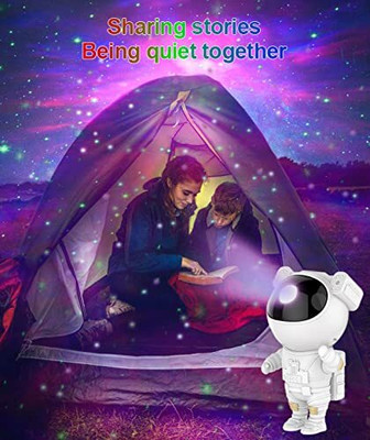 geuttej Astronaut Galaxy Projector Night Light, with Remote Control Timer 360° 01 Night Lamp(10 cm, White)