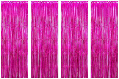 Millionminds Party Pink Foil Curtain for Birthday, Anniversaries, Graduation, Retirement, Baby Shower Decoration Pack of 4(72 inch X 36 inch, Pink)