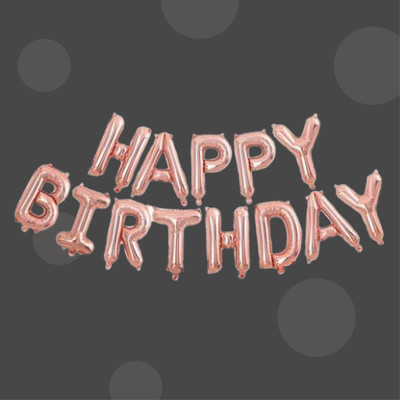 HB Decor Mart Rose Gold Happy Birthday Foil Balloon 13 Letter of 16 inch Decorations Kit for Boys & Kids