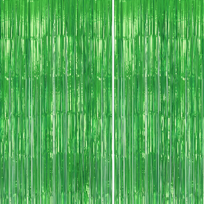 Balloon Bar Green Foil Curtains Pack of 2 for Mehndi, Party, Home Decor