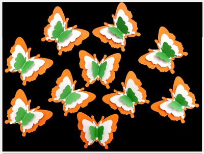 THE ICANS 12 cm INDEPENDENCE DAY/REPUBLIC DAY DECOR BUTTERFLY_ 10 PCS Reusable Sticker(Pack of 1)