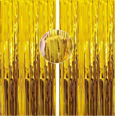 Rimis Golden 2 Pcs Golden Foil Curtain for Party Decoration & Backdrop