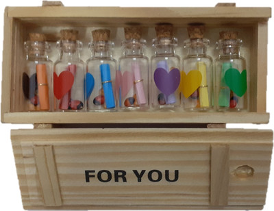 AFTERSTITCH Set of 6 Personal message greeting bottle in wooden box red Decorative Bottle(Pack of 6)