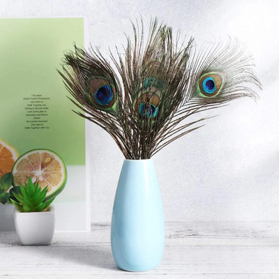 undefined Pack of 5 Decorative Feathers(5 Pcs Real Mor Pankh for Saraswati Ji Pooja, Book Mark & Janmashtami Decoration Peacock Feather)
