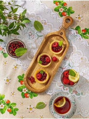 Indian Wood Export Mango Wood Serving Tray with Handle Wood Decorative Platter(Brown)