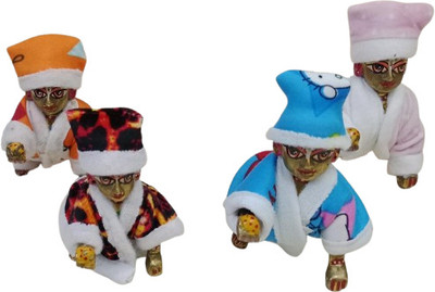Kanha set of 4 laddu gopal ji winter velvet (size 0 TO 1) any random color Dress(Velvet)