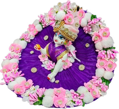 tilak shringar laddu gopal ji special fancy heavy dress with choli and pagadi (size 5) Dress(Silk)