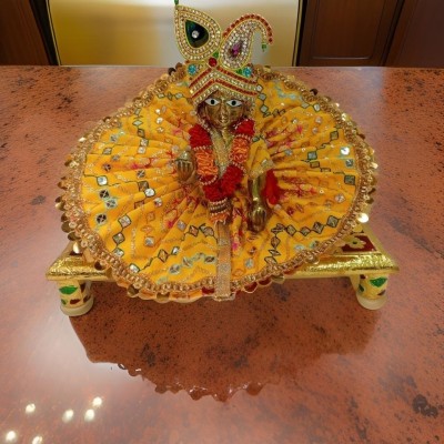 MyGodGift Laddu Gopal Poshak/Thakur Ji Dress/Heavy zardoushi Dress 4NO. YELLOW Dress(Silk)