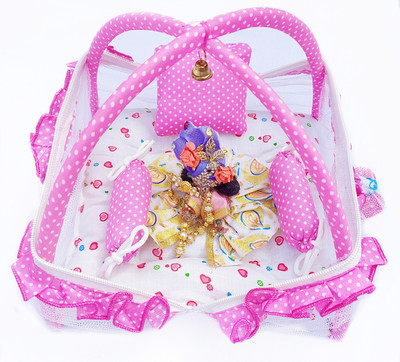 KAMAL CHILD CARE Laddu Gopal Bed 0 to 6 No. Laddu Gopal Ji Jhula, Lord Krishna ji Bed Dress(Cotton)