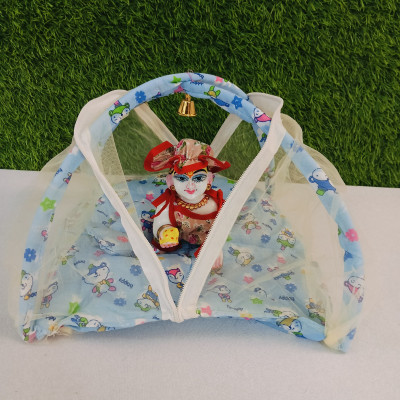 Kanha Laddu Gopal Super Soft Cotton Net Bed Mosquito net ( Size 0to6) Dress(Crystal)