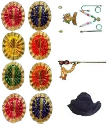 kicksity Laddu Gopal , Size-0 1no. 8-Laddu Gopal Dress, 1-Mukut Set 1-Bal 1 bansuri Dress(Silk)