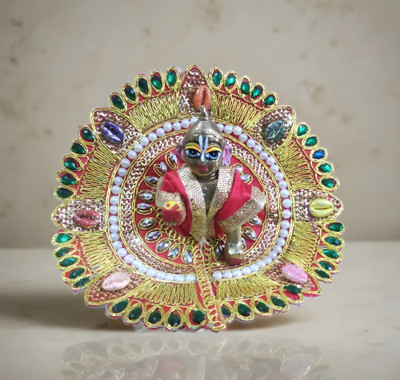 KRISHNA COLLECTION HUB laddu gopal ji fancy poshak 2no size Dress(Silk)