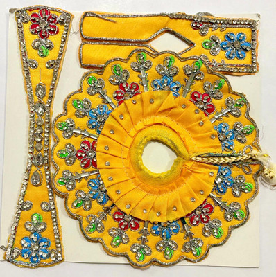 Shrisanwaliya poshak Shrisanwaliya Laddu gopal dress, size for 2 laddu gopal ji, (Yellow) Silk Dress(Silk)