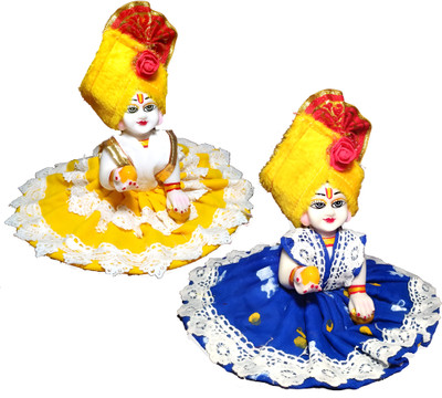 Krishna Collection SIZE NO -5 Premium Fabric Laddu Gopal, Kanha Ji, Bal gopal combo pack 2 Dress Dress(Cotton, Silk)