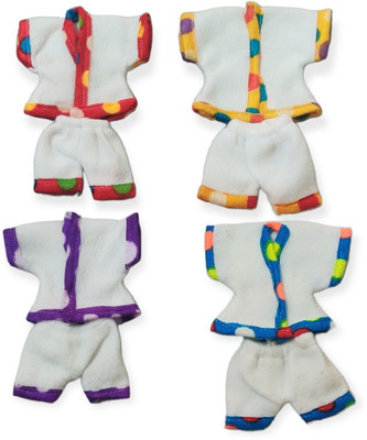 nini Laddu Gopal Ji 5 NO Winter Night Suit Set (Pack of 4) (Random Color & Print) Dress(Wool)