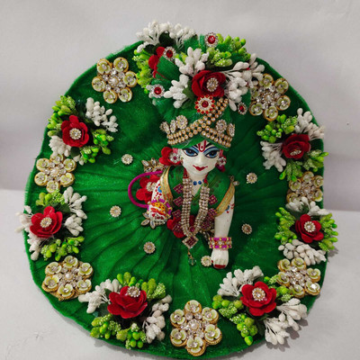 tilak shringar KRISHNA laddu gopal ji fancy dress with choli/pagadi(size 1) Dress(Cotton)
