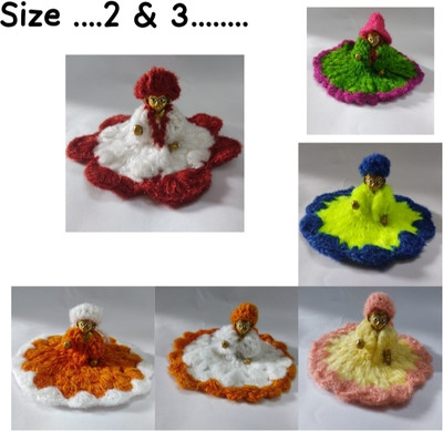 Anyfashion Laddu Gopal Winter Dress Size2 & 3 Woolen Clothes Khana ji Krishna (Set of 6) Dress(Wool)