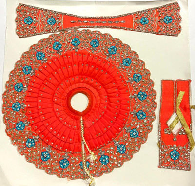 Shrisanwaliya poshak Shrisanwaliya Laddu gopal dress, Size for 6 to 7 no laddu gopal ji, (Orange) Silk Dress(Silk)