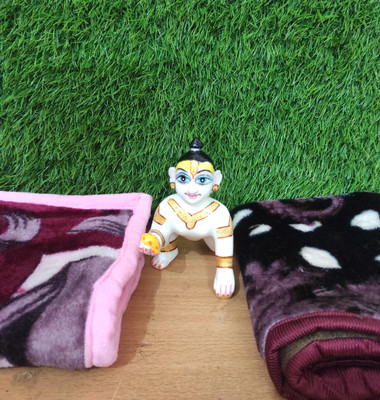 KRISHNA COLLECTION HUB set of 2 laddu gopal ji winter special blanket size 3 to4 no Dress(Feather)
