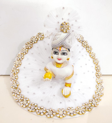 krishna shop zone Size 4 White Traditional Dress & Pagdi for Laddu Gopal Ji | Janmashtami Special Dress(Cotton)