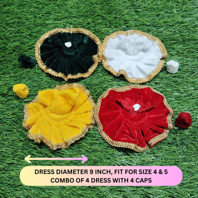 Navunal Poshaak Combo of 4 Winter Poshaak Velvet Laddu Gopal, Kanha , Thakur Ji, Size-(4-5) Dress(Velvet)