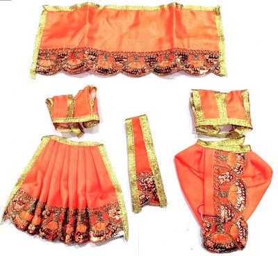 T-Kags 4 inch Poshak for Radha Krishna, Yugal Jodi, Ganesh Laxmi, Lahnga & Dhoti, Size - 4 inch Dress(Silk)