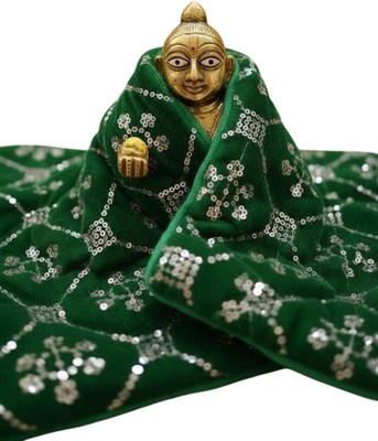 One Click Laddu Gopal Ji Quilt Pillow Set (9x11 Inch) – Deep Green Velvet Sequin Rajai, . Dress(Cotton)