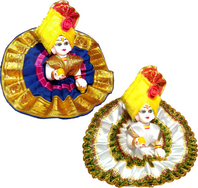 Krishna Collection SIZE NO -4 Laddu Gopal, Kanha Ji, Bal gopal pack of 2 Dress Dress(Cotton, Silk)