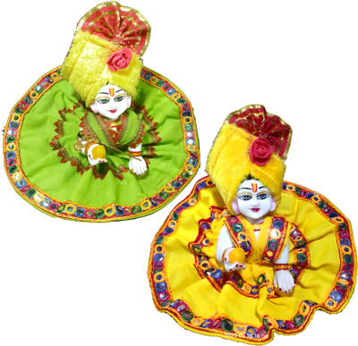 Krishna Collection SIZE NO -3 Laddu Gopal, Kanha Ji, Bal gopal pack of 2 Dress Dress(Cotton, Silk)