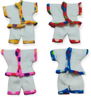 nini Laddu Gopal Ji 6 NO Winter Night Suit Set (Pack of 4) (Random Color & Print) Dress(Wool)