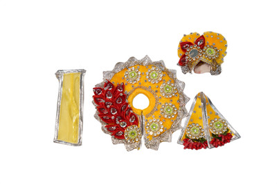rkstores Kanha laddu gopal ji new fancy heavy dress with mukut (Size 1&2) Yellow Dress(Cotton)