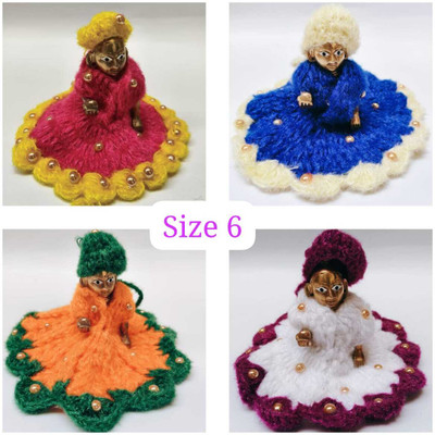 Anyfashion size 6 Laddu Gopal Woollen Designing Moti Dress with Cap Beautiful Winter Dress Dress(Wool)