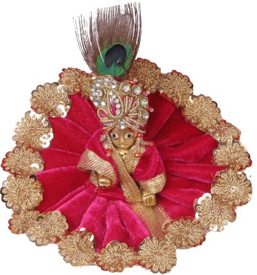 Dulhan Enterprises DLC Ruby Pink Laddu Gopal poshak Designer Velvet Janamashtami Dress-10x10 cm Dress(Velvet)