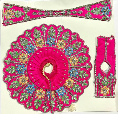 Shrisanwaliya poshak Shrisanwaliya Laddu gopal dress, Size for 3 to 4 no laddu gopal ji, (Pink) Silk Dress(Silk)