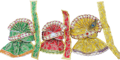 Jagannath World Lord Jagannath & Siblings Idol Silk Attire/Dress Set For 8 Inch Dress(Silk)