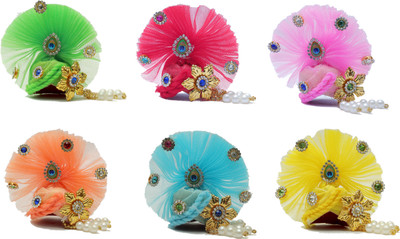 ML Enterprises Ladoo Gopal Ji Flower pagdi Combo Size 4 Set of 6 Pagri (Multi Design & Colour) Dress(Cotton)
