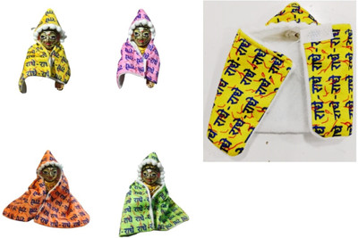 Firmus Laddu Gopal Ji Velvet Ponchu with Radhe Radhe Print Sizes (1 to 6 No.)Pack of 4 Dress(Cotton)
