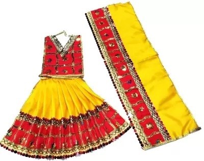 TANISHKA CREATIONS Durga Mata, Kali Mata, Radha Rani, Laxmi Mata, Lahnga - Choli - Chunri Set, Size - 12 inch Dress(Silk)
