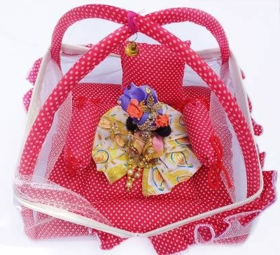 Lvi Craft Laddu gopal bed with mosquito net and pillows Dress(Cotton)