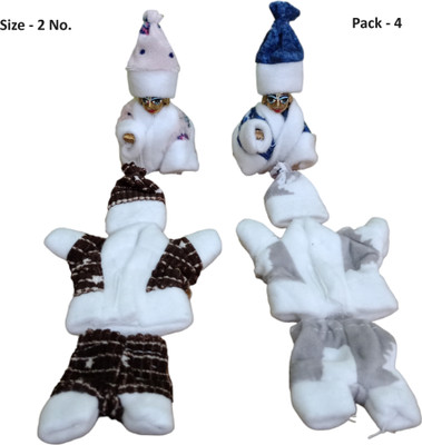 nini Laddu Gopal Ji 2 NO Winter Night Suit with Cap Set, (Random Color & Print) Dress(Wool)