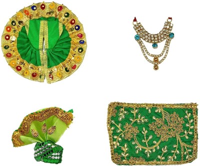 athizay 1 number LADDU GOPAL dress, 1 number mala, 1 number mukut, 1 number aasan Dress(Silk)