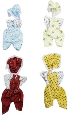 Ganpati Laddu Gopal Bib Suit Pack of 4 Random Print & Color Size-7no Dress(Cotton)