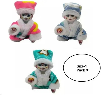 Lvi Craft LADDU GOPAL JI WINTER WARM NEW NIGHT SUIT WITH CAP PACK OF 3 (SIZE 1) Dress(Wool)