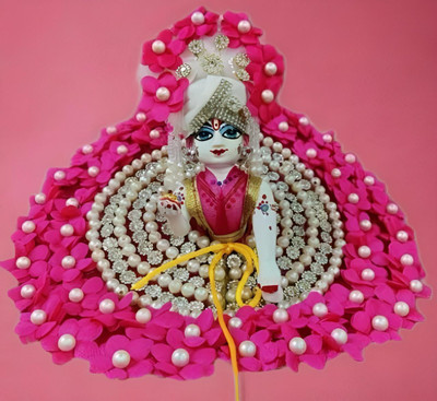 KRISHNA COLLECTION HUB size6 no laddu gopal ji heavy beautiful pink flower poshak Dress(Cotton)