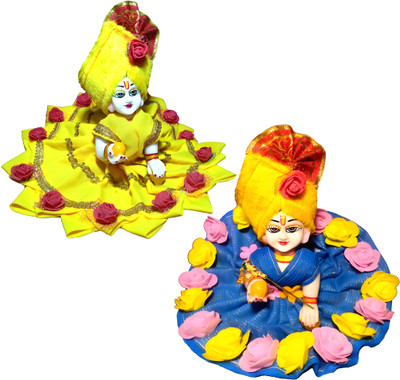 Krishna Collection SIZE NO -4 Laddu Gopal, Kanha Ji, Bal gopal pack of 2 Dress Dress(Cotton, Silk)